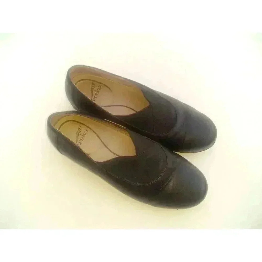 Dansko Womens Ann Slip On Shoes‎ Black Leather Round Toe 7.5-8 EUR 38